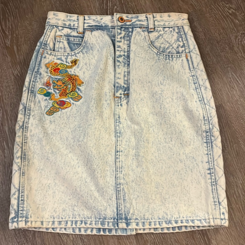 Major Damage VTG Patchwork Acid Wash Jean Skirt